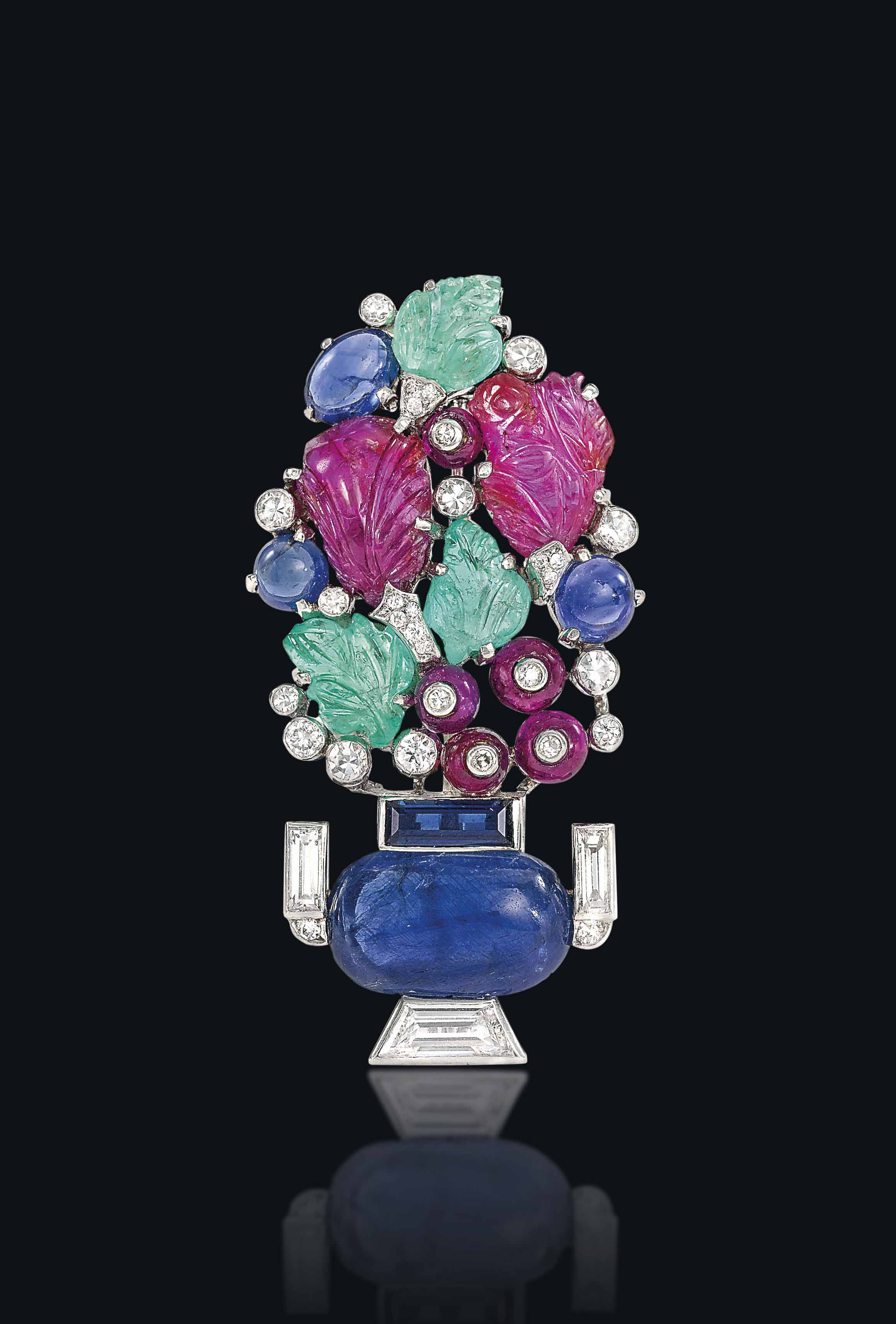 AN ART DECO #39 TUTTI FRUTTI #39 BROOCH BY CARTIER Christie #39 s